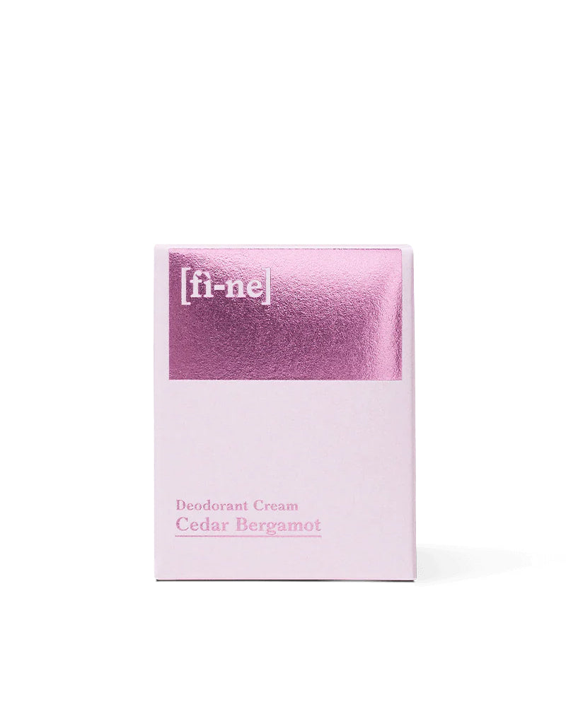 FINE Deodorant Cream Cedar Bergamot – confezione rosa con dettaglio metallizzato rosa
