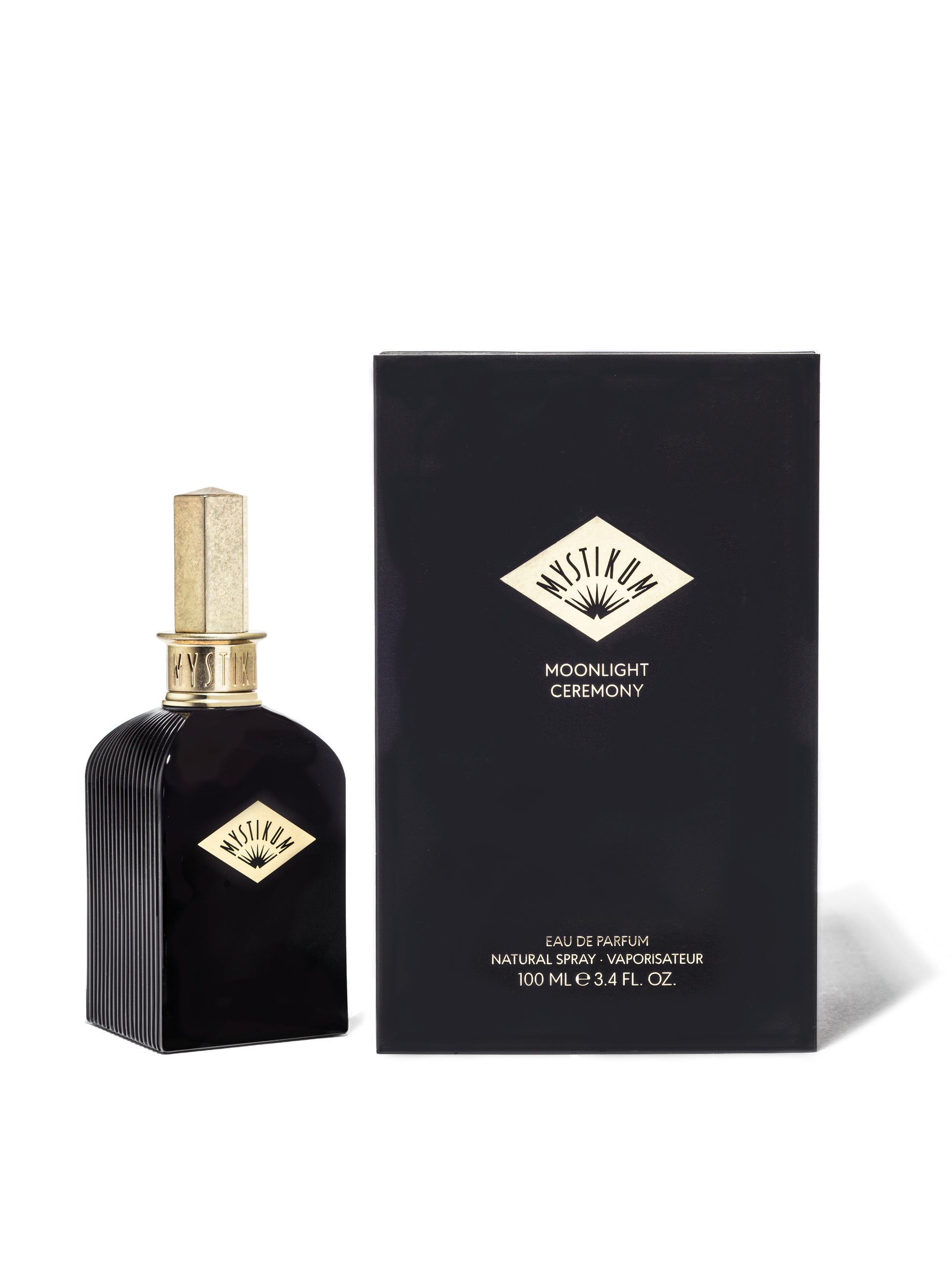 Flacone elegante profumo Moonlight Ceremony by Mystikum - fragranza orientale mistica