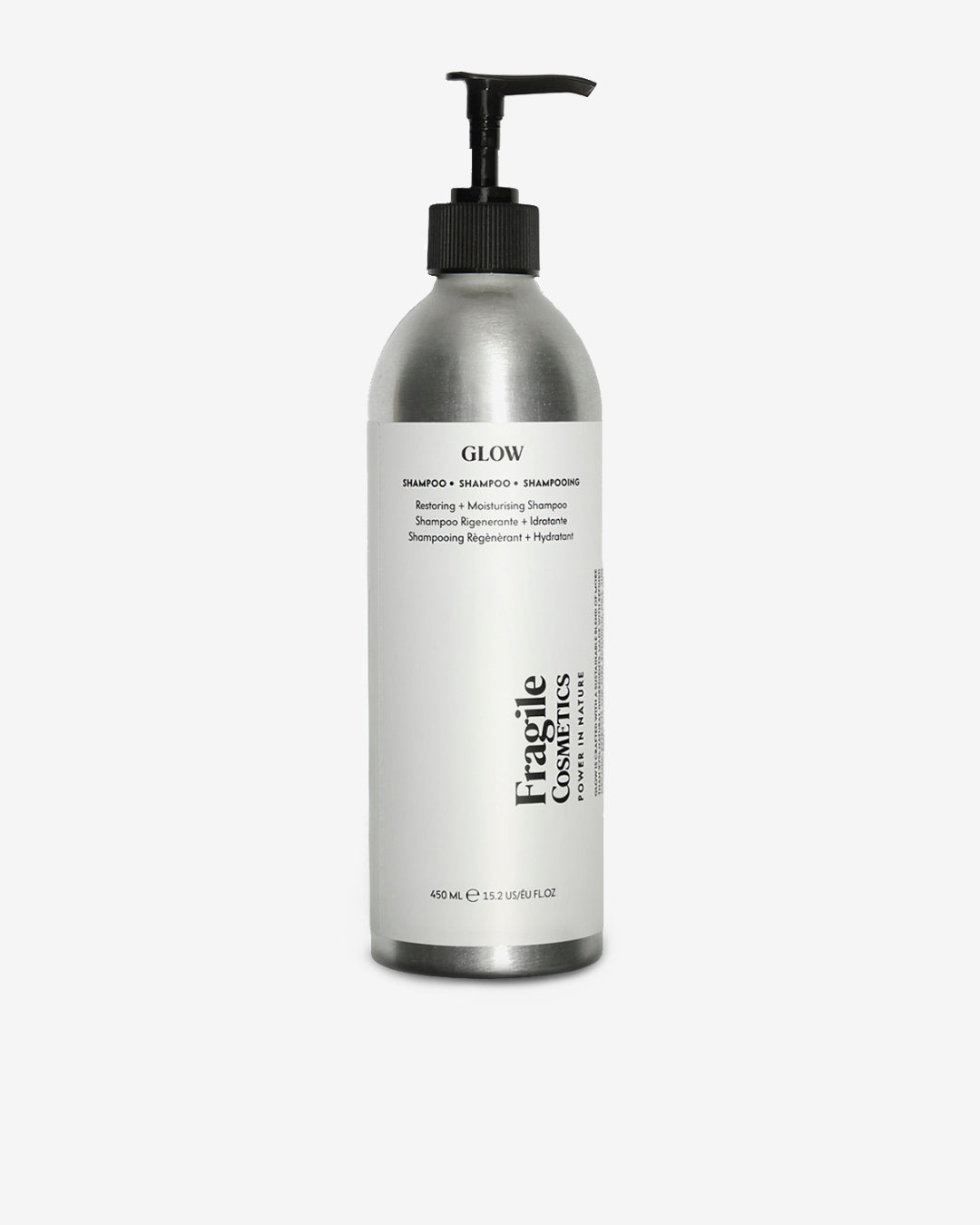 GLOW Shampoo Idratante Ristrutturante Fragile Cosmetics 450ml - ingredienti naturali avena cocco canapa